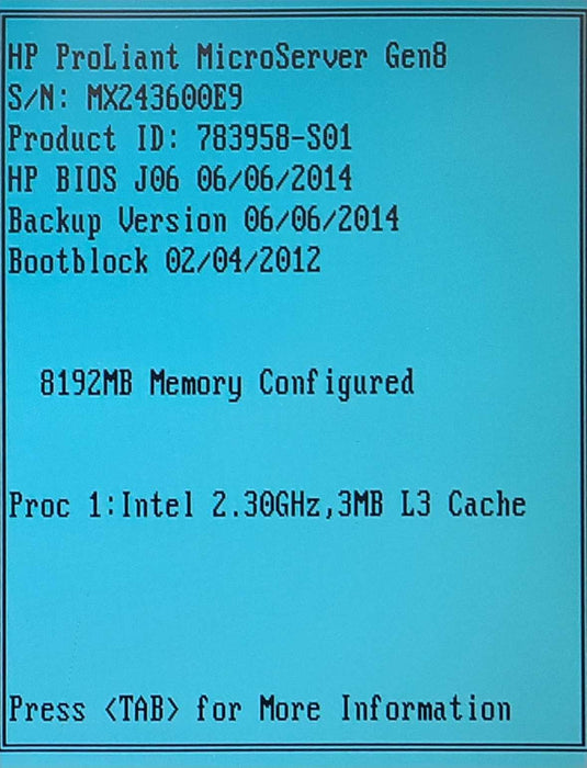 HP ProLiant MicroServer Gen8 - Xeon E3-1220L v2, 8GB DDR3