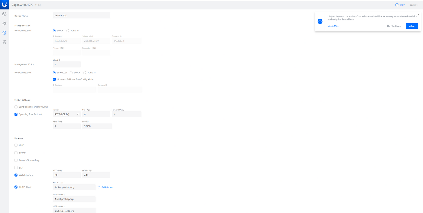 Ubiquiti EdgeSwitch 10X ES-10X 8 Gigabit Port Switch with 2 SFP Ports