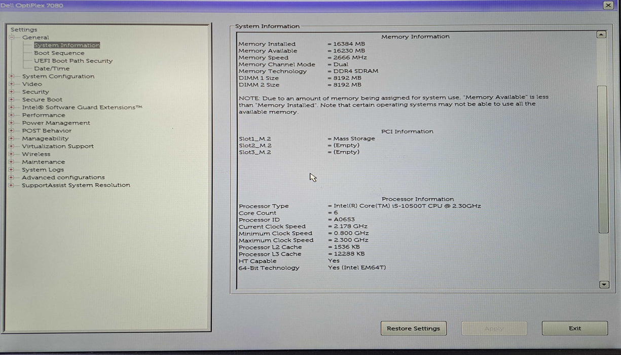 Dell OptiPlex 7080 Micro | Core i5-10500T @2.30GHz, 16GB DDR4, 256GB NVMe )