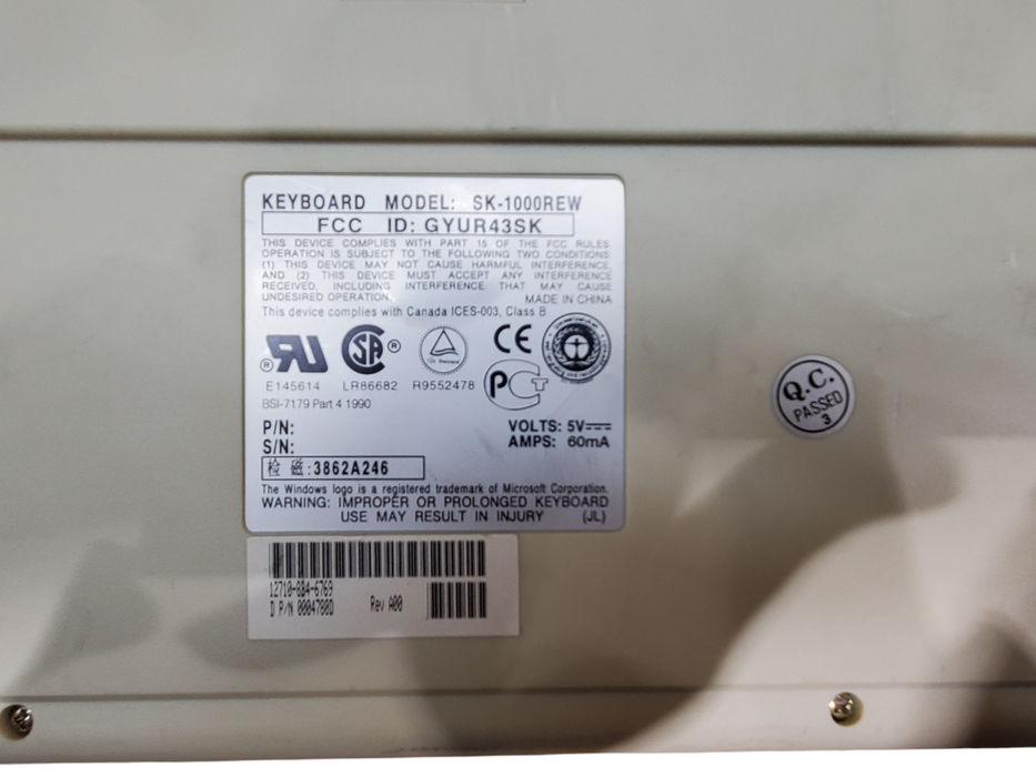 Dell QuietKey SK-1000REW PS/2 Wired Keyboard Q