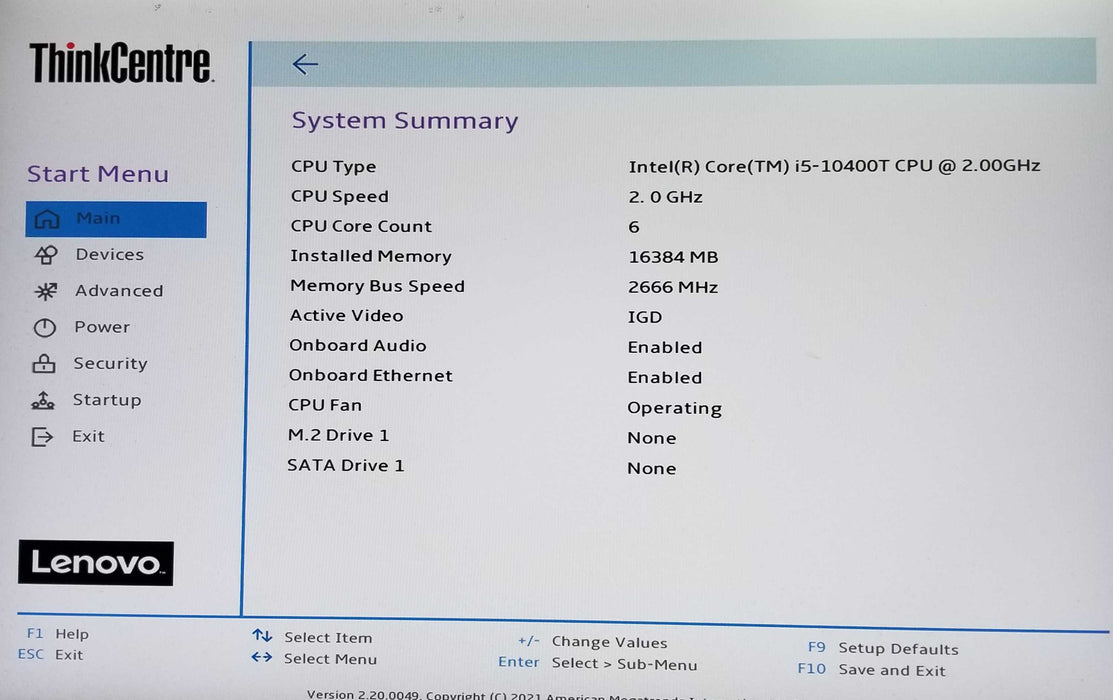 Lenovo ThinkCentre M70q USFF, i5-10400T CPU 2.00GHz, 16GB RAM - No HDD  Q