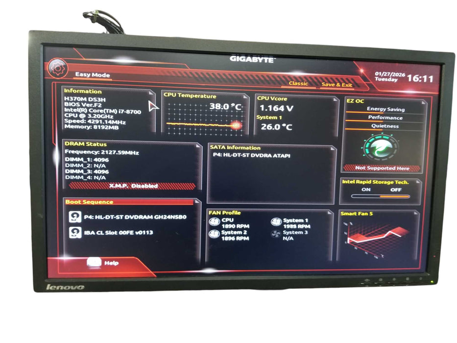 Combo GIGABYTE H370M DS3H + Intel Core i7-8700 @3.20GHz / NO RAM
