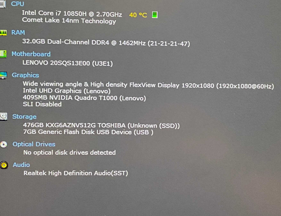 Lenovo ThinkPad P17 Gen 1 i7-10850H QUADRO T1000 4GB GPU 32GB RAM 512GB SSD  Lap200