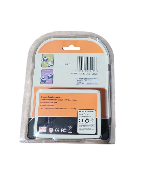 Sabrent USB to DB25 Female Parallel Printer Cable SEALED Q