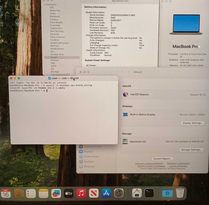 Apple MacBook Pro 16" 2019 i9-9980HK 32GB 512SSD Radeon Pro 5300M 4GB READ