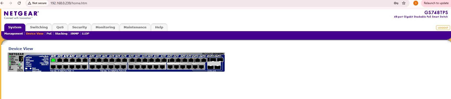 Netgear ProSafe GS748TPS 48-Port Gigabit Stackable Smart Switch w/ 48x PoE _