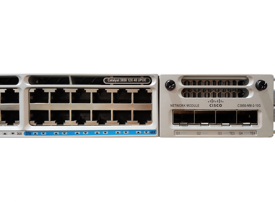 Cisco WS-C3850-12X48U-S Switch 48 Port Gigabit PoE+ w/ 1100W & 715W PSU