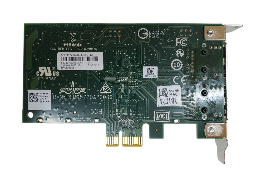 Dell Broadcom 5720 Dual Port 1GbE Network Interface Card - DP/N 0557M9