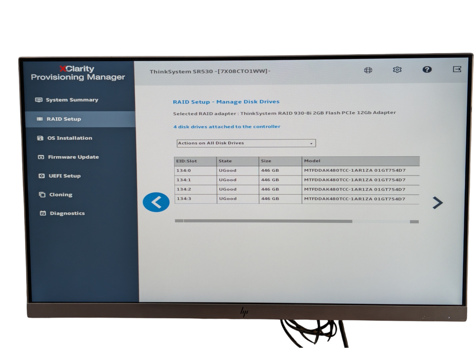 Lenovo ThinkSystem SR530 1U 1x Xeon Silver 4110 64GB RAM 4x 480GB SSD