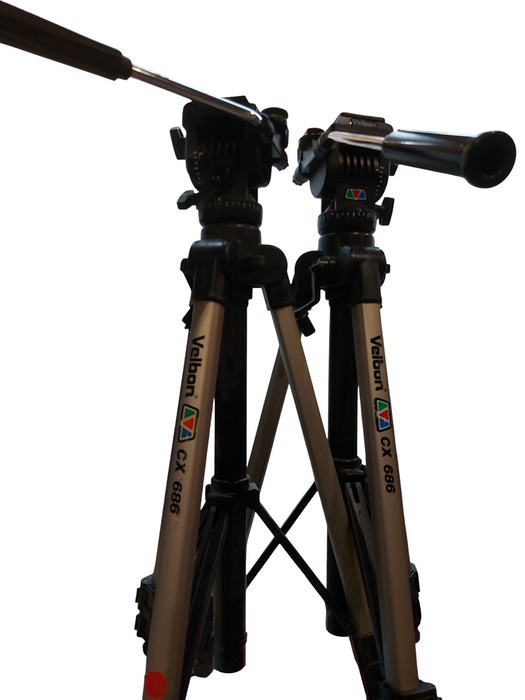 LOT 2x Velbon Videomate 607 Tripod With Vel-Flo 9 PH-368 Fluid Panhead Head