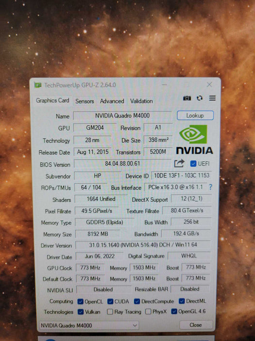 NVIDIA Quadro M4000 8GB GDDR5 Graphics Card !