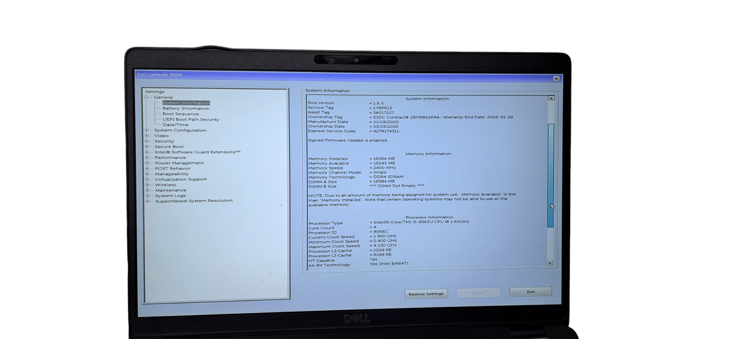 Dell Latitude 5500 i5-8365U|16GB RAM|256G NVMe| READ  Lap200