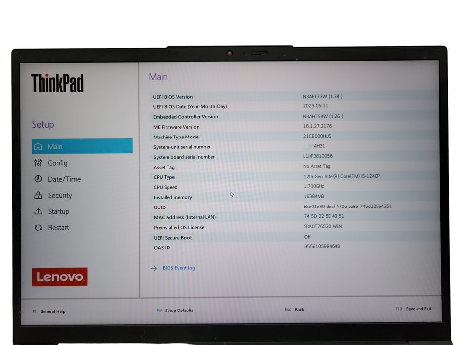 Lenovo ThinkPad X1 Carbon Gen 10 TOUCH i5-1240P@1.70GHz 32GB RAM 256GB ! Lap200