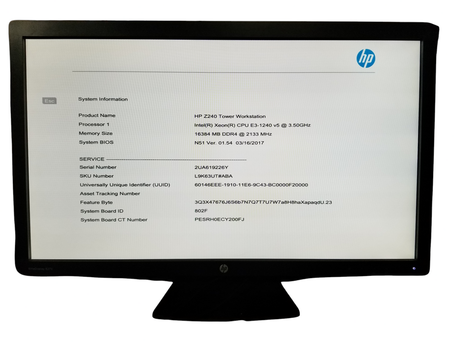 HP Z240 Workstation Xeon E3-1240v5 16GB-RAM GPU-K2000 - No HDD