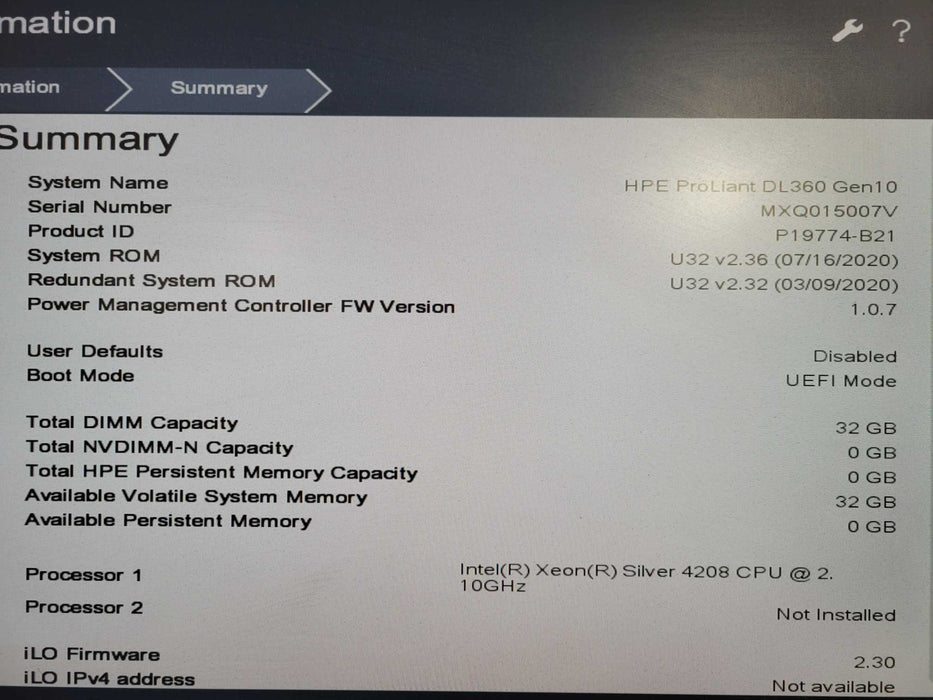 HPE ProLiant DL360 1U Gen10 Intel Xeon Silver 4208 @ 2.10GHz 32GB RAM P408-a  !