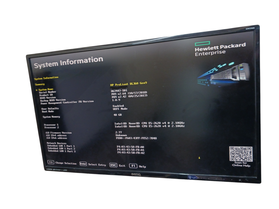 HP ProLiant DL360 Gen 9 2 Xeon E5-2620 v4 @2.10Ghz 48GB RAM