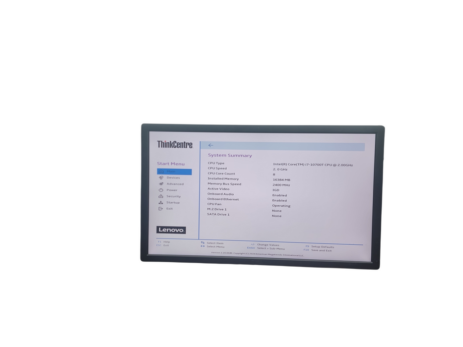 Lenovo ThinkCentre M70q Micro i7 - 10700T @ 2.00GHz 16GB DDR4 Ram No HDD θ