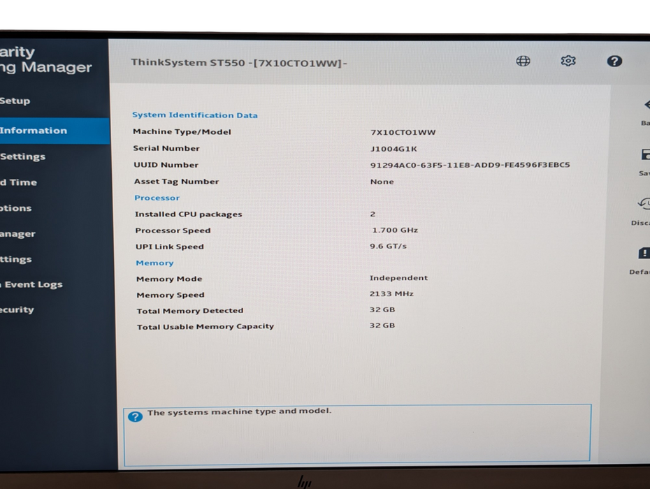 Lenovo ThinkSystem ST550 2x Intel Xeon Bronze 3106 32GB RAM Please READ  -