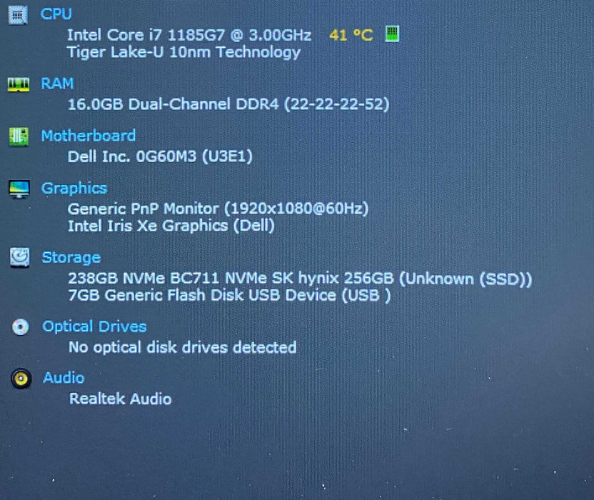Dell Latitude 5520 Core i7-1185G7@3.00GHz vPRO 16GB RAM 256GB SSD Q Lap200