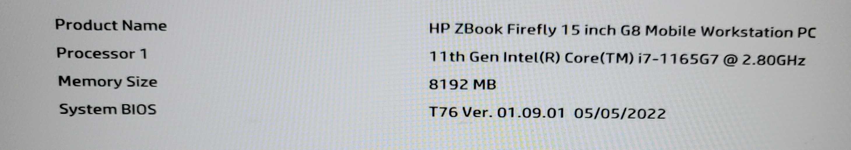 HP ZBook FireFly 15 G8 i7-1165G7 8GB DDR4 NO SSD FOR PARTS/REPAIR  Qβ Lap200