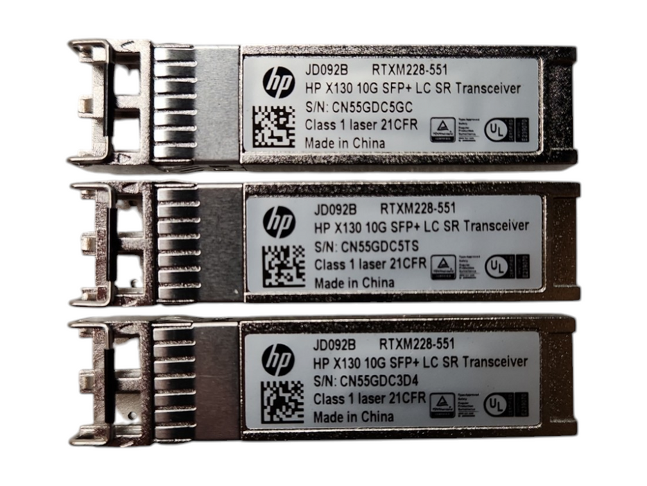 Lot of 3x JD092B HP X130 10G SFP+ LC SR TRANSCEIVER