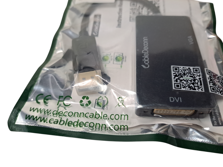 CableDeconn DisplayPort 1.2 to HDMI 4K DVI VGA 3 in 1 Multi-Function Cable  Q