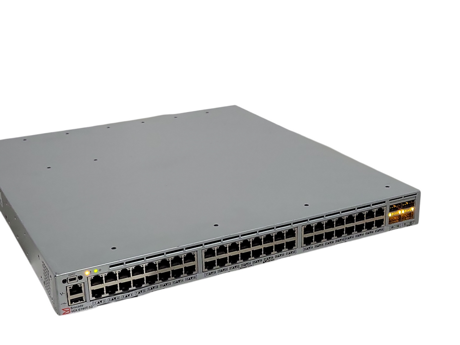 Brocade BR-VDX6740T-56-1G-R RJ45 & 2x 40G QSFP+ Ports switch, 2x AC PSU _