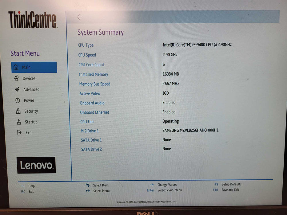 Lenovo ThinkCentre M720e SFF i5 - 9400 @ 2.90GHz 16GB DDR4 256GB NVMe