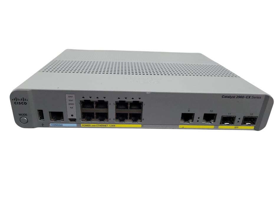 Cisco WS-C2960CX-8PC-L 8-Port GbE PoE+ 2x 1G SFP Switch !