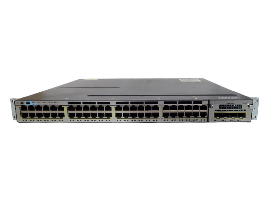 Cisco WS-C3750X-48P-S 48-Port Gigabit IP Base Switch, C3KX-NM-1G, 2x 350W