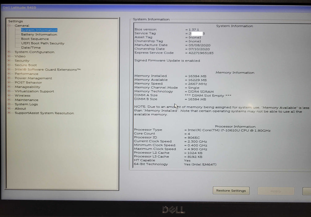 Dell Latitude 5410 Core i7-10610U 1.8GHz 16GB RAM 500GB SSD _ Lap200
