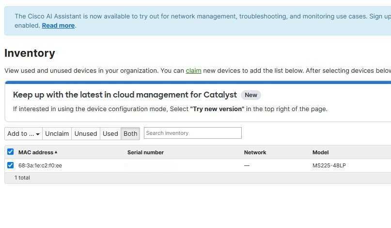 Cisco Meraki MS225-48LP *UNCLAIMED* Gigabit PoE Switch %