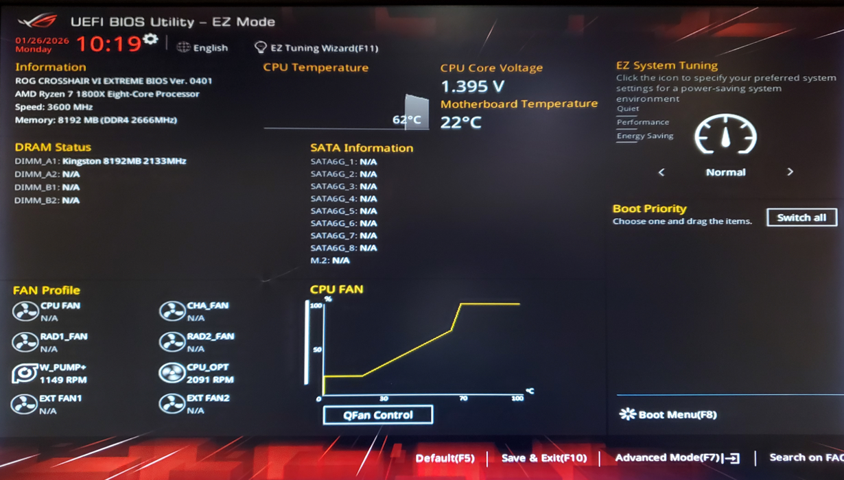 ASUS ROG Crosshair VI Extreme Motherboard - Ryzen 7 1800X 8GB DDR4