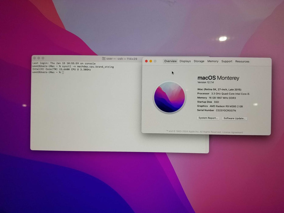 Apple iMac 27" Retina 5K 2015 i5-6600 CPU 16GB RAM - 2TB + 120GB