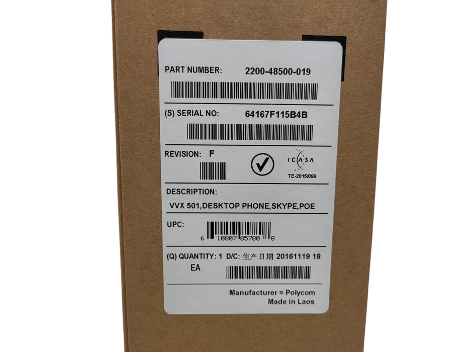 Polycom VVX 501 Corded Business Media Phone System 12Line PoE 2200-48500-01 Q$