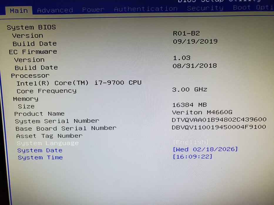 ACER VERITON M4660G VM5E1 I7-9700 16GB RAM 256GB NVME