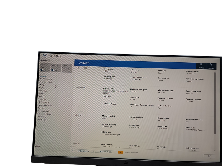 Dell Optiplex 5090 SFF i5 - 10505 @ 3.20GHz 16GB DDR4 Ram NO HDD Qθ