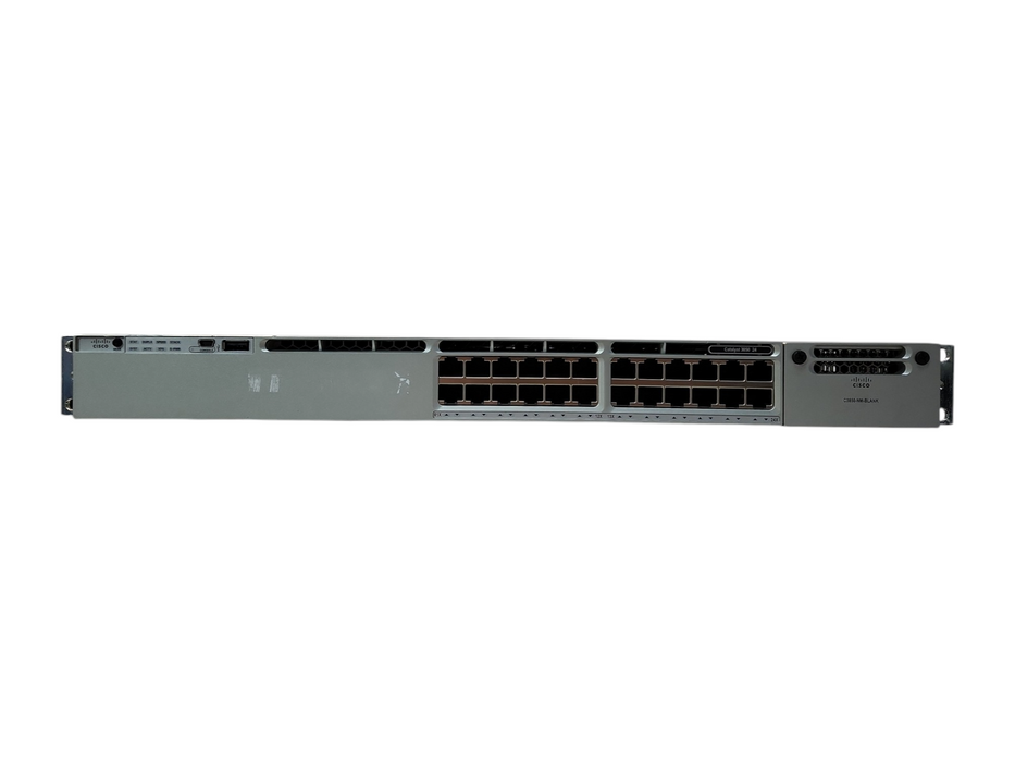 Cisco WS-C3850-24T-E 24-Port Gigabit Switch w/C3850-NM-Blank, 1x 350W PSU