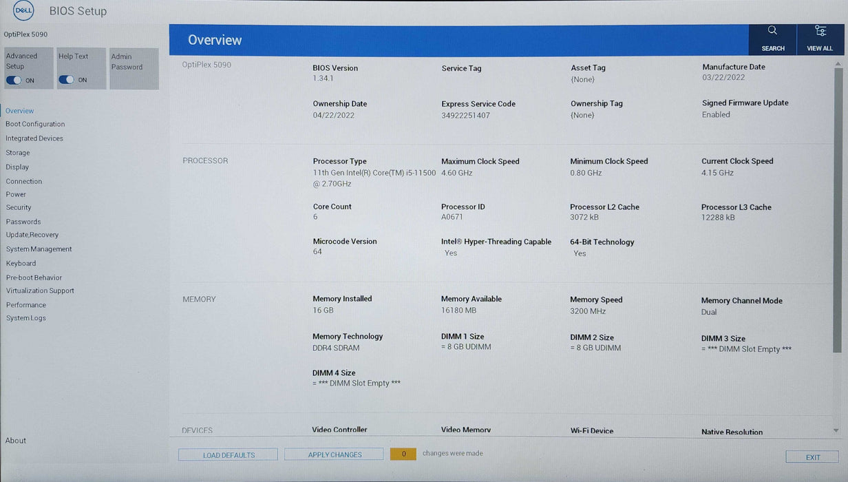 Dell OptiPlex 5090 SFF, i5-11500 2.7GHz, 16GB DDR4, 256GB NVMe