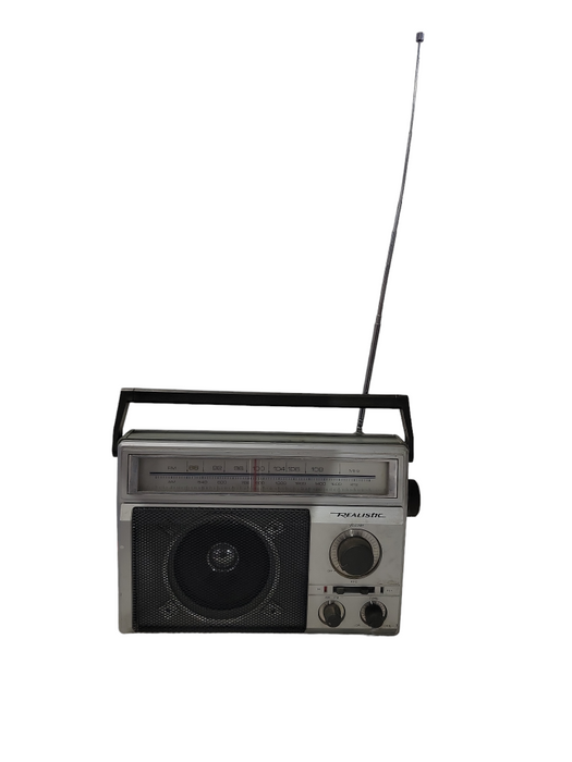 Vintage Radio Shack Realistic 12-625 Portable AM/FM Stereo w Antenna-SILVER