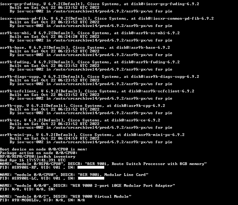 Cisco ASR-9001 v07 w/ 1x A9K-MPA-2x10GE & 2x PSU