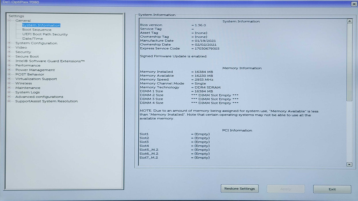 Dell OptiPlex 7080 Tower, i7-10700 2.90GHz, 16GB DDR4, 256GB NVMe