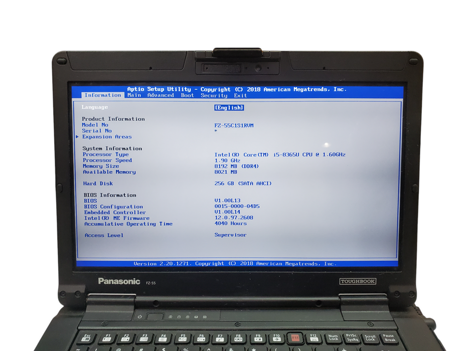 Panasonic Toughbook FZ-55 Touch Intel Core i5-8365U 16GB 256GB SSD 4040Hrs  Lap200