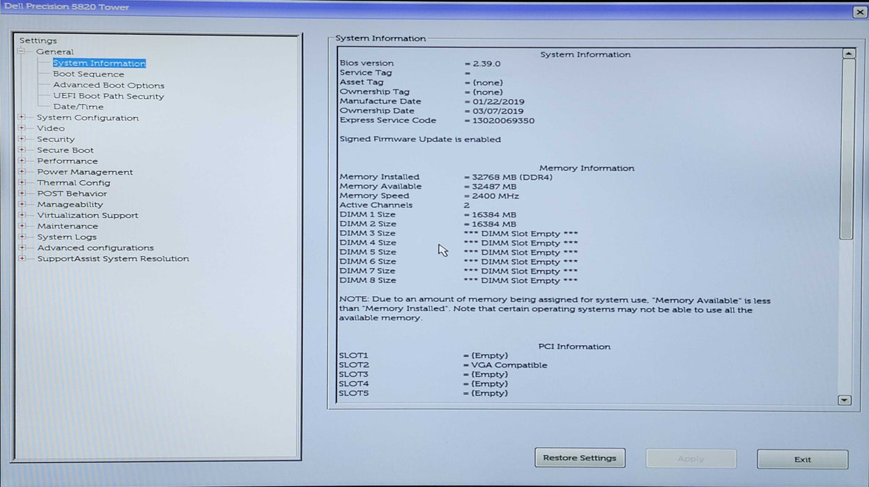 Dell Precision T5820, Xeon W-2123 3.60GHz, 32GB DDR4, K2200, 950W