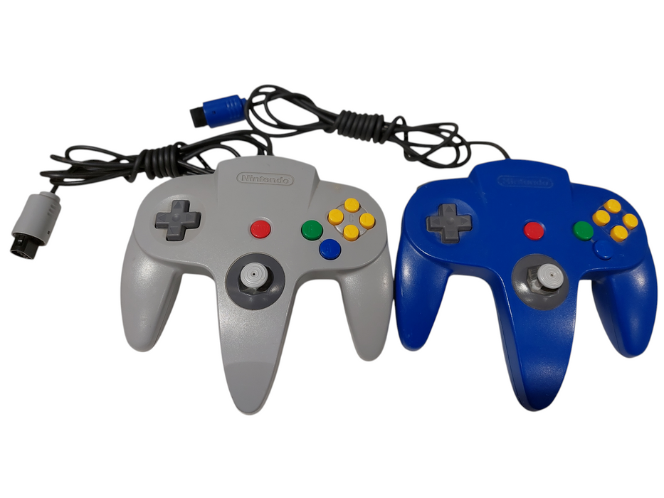 Bundle of 2 OEM Nintendo 64 Controller Blue & Grey Model: NUS-005 =