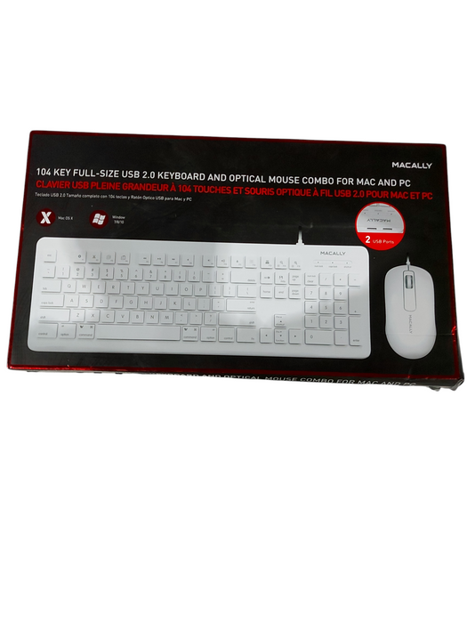 Macally MKEYXU2COMO Full Size USB Wired Mac Keyboard and Mouse Combo