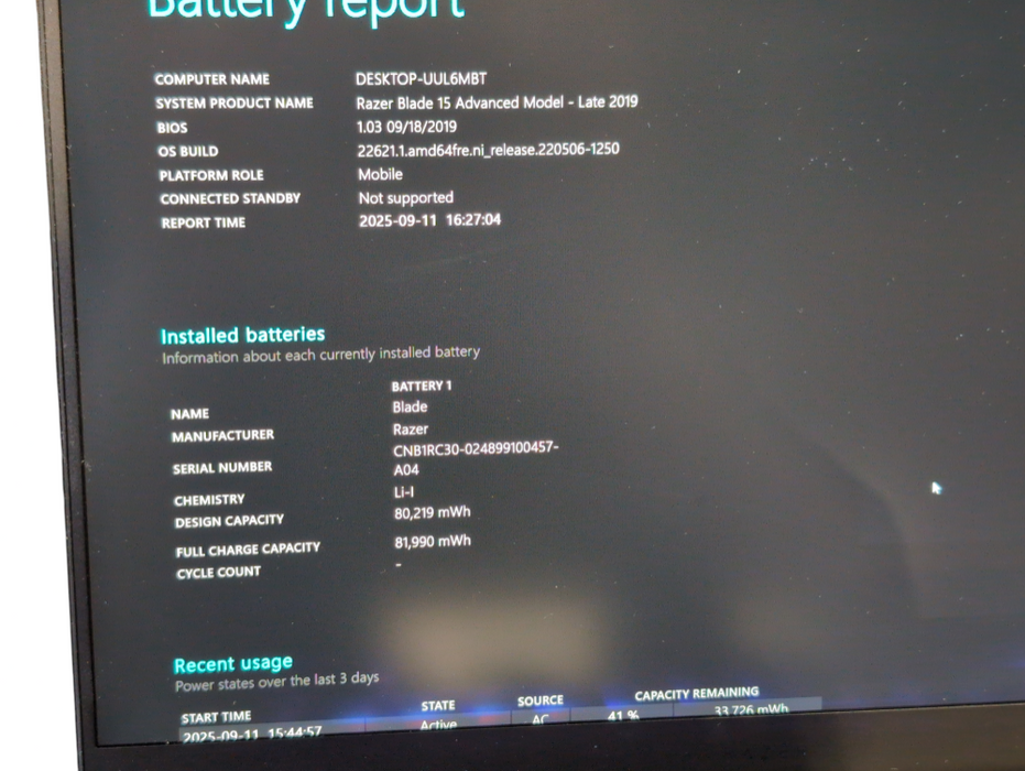 Razer Blade 15 Advanced Late 2019 NVIDA RTX 2070 MAX-Q 8GB  - Lap200