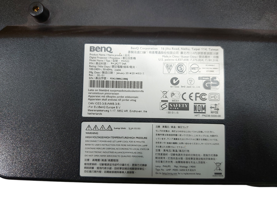 BenQ MX522 Full HD 3D DLP Projector 4500 Light Source | 3899 Hours Left
