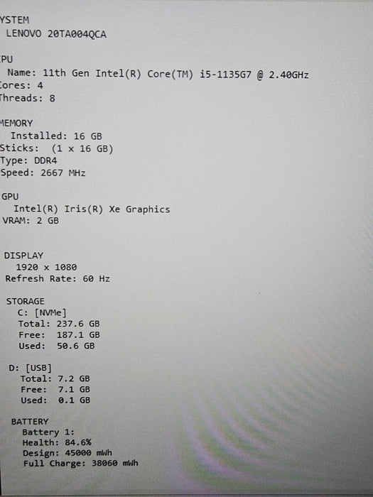 Lenovo ThinkPad E14 Gen 2 i5-1135G7 16GB DDR4 256GB NVMe  β Lap200