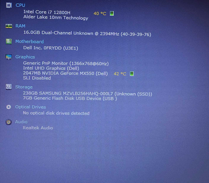 Dell Latitude 5531 i7-12800H GeForce MX550 2GB GPU 16GB RAM 256GB SSD  Lap200